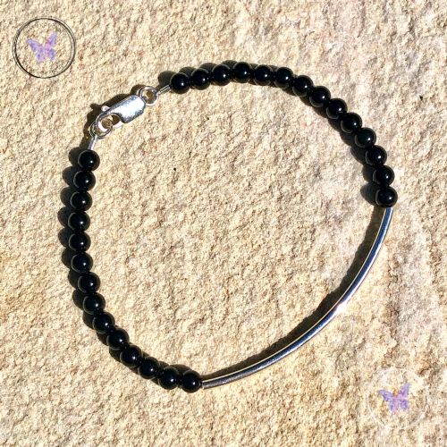 Black Onyx Beaded Tube Bracelet